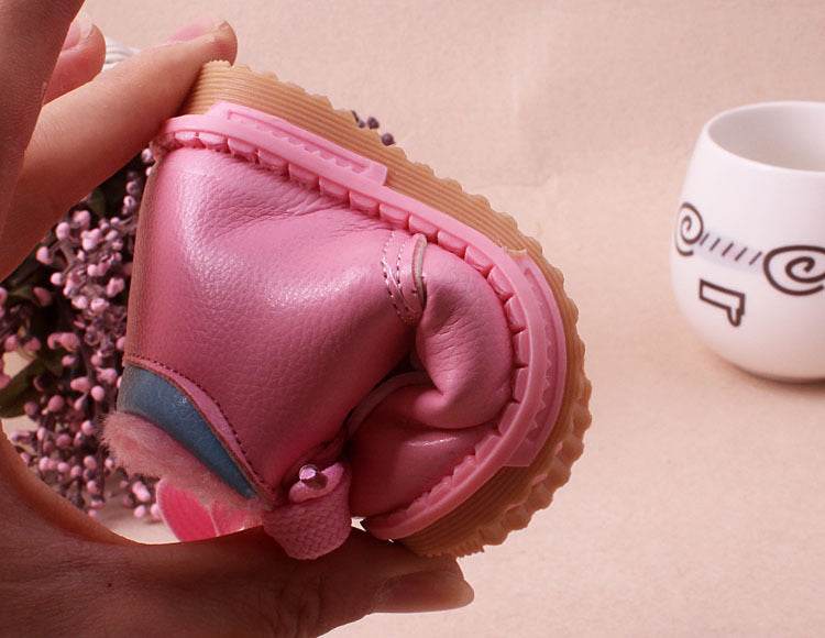 Leather plush cotton shoes girls baby shoes baby shoes - Mubimart