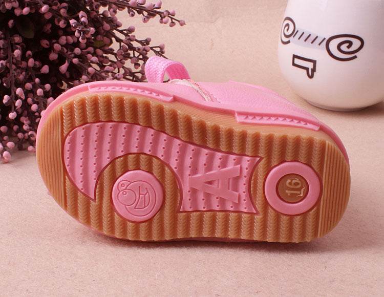 Leather plush cotton shoes girls baby shoes baby shoes - Mubimart