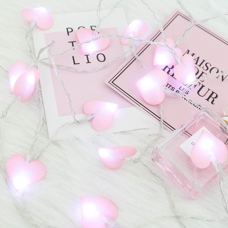Led Lights Curtain Lights Fabric Peach Heart String Lights - Mubimart