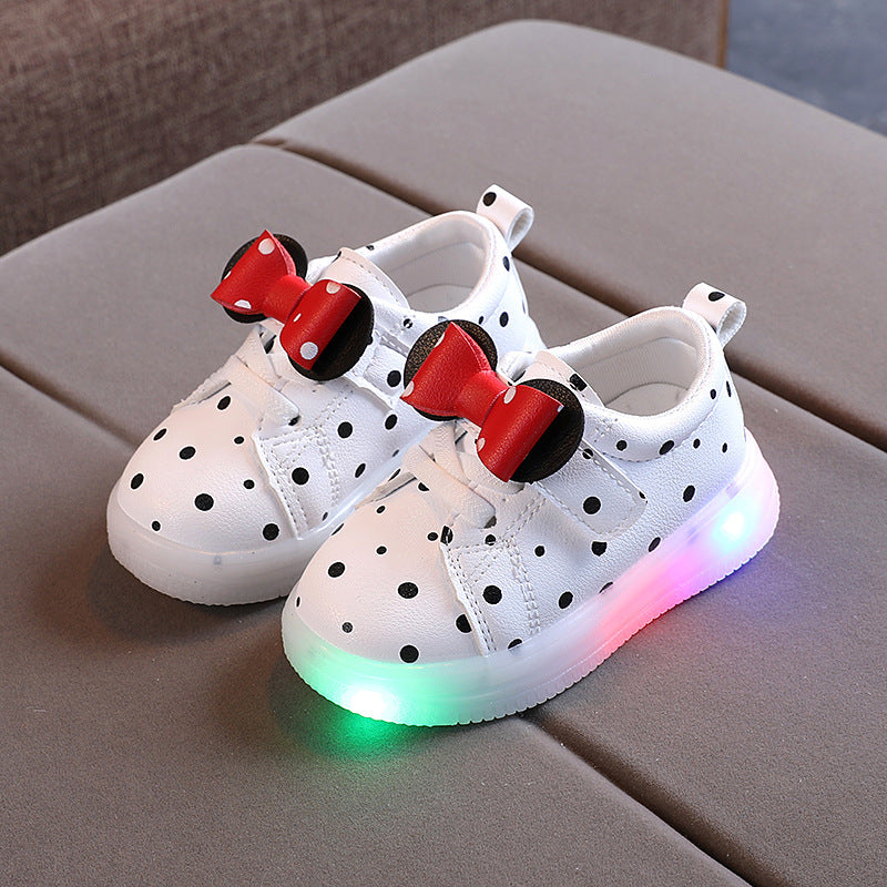 Light-up Shoes Girls Bowknot LED Light-up Shoes Breathable Baby Girls Shoes - Mubimart -  