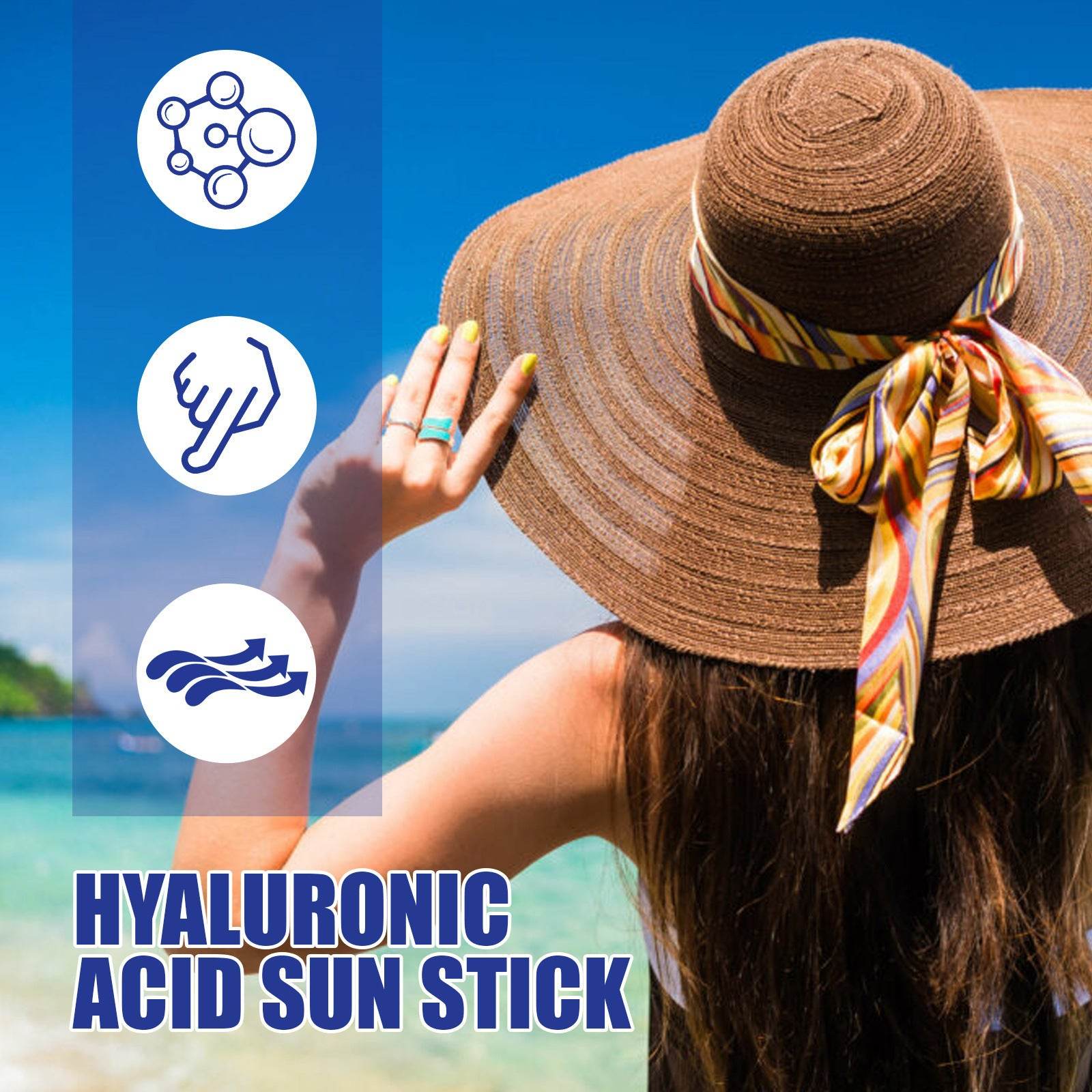 Lightweight Freshing And Moistrurizing Waterproof SPF50 Hyaluronic Acid Sun Block Stick - Mubimart