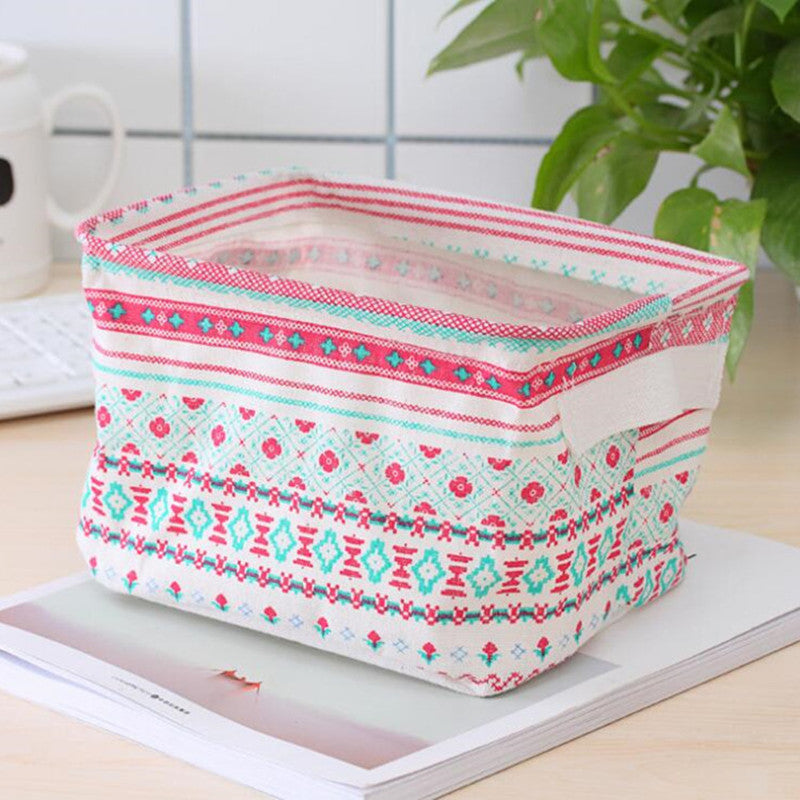 Linen Desktop Storage Box Waterproof Toy Sundries Storage Basket Cosmetic Underware Storage Organizer Office Stationery - Mubimart -  