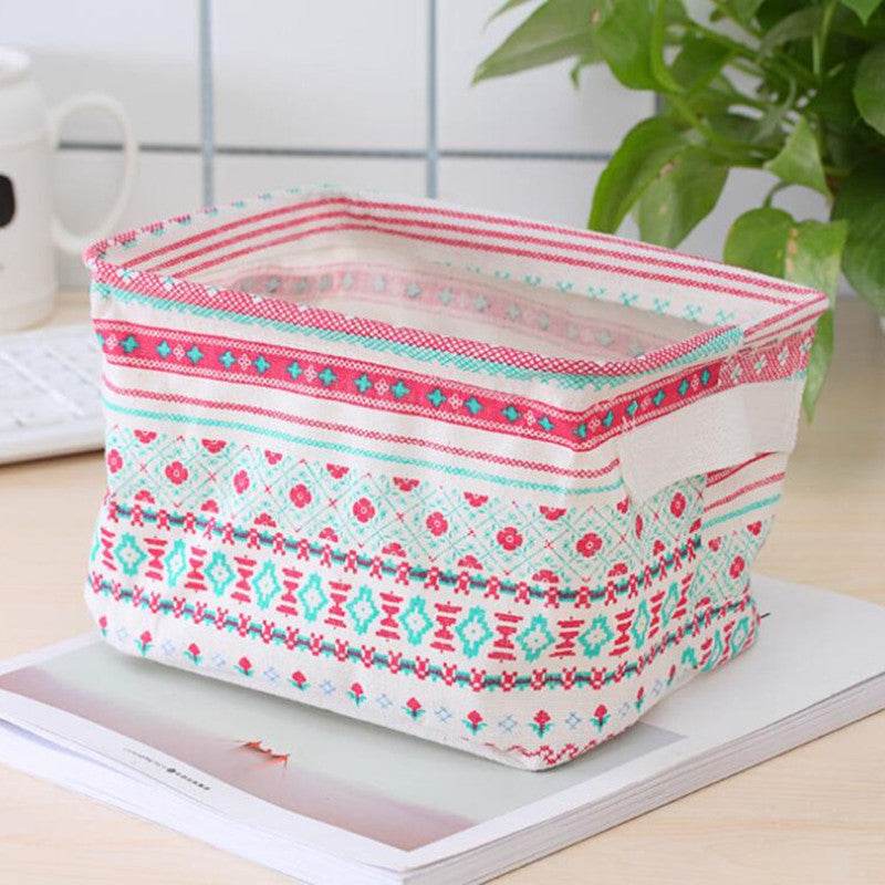 Linen Desktop Storage Box Waterproof Toy Sundries Storage Basket Cosmetic Underware Storage Organizer Office Stationery - Mubimart