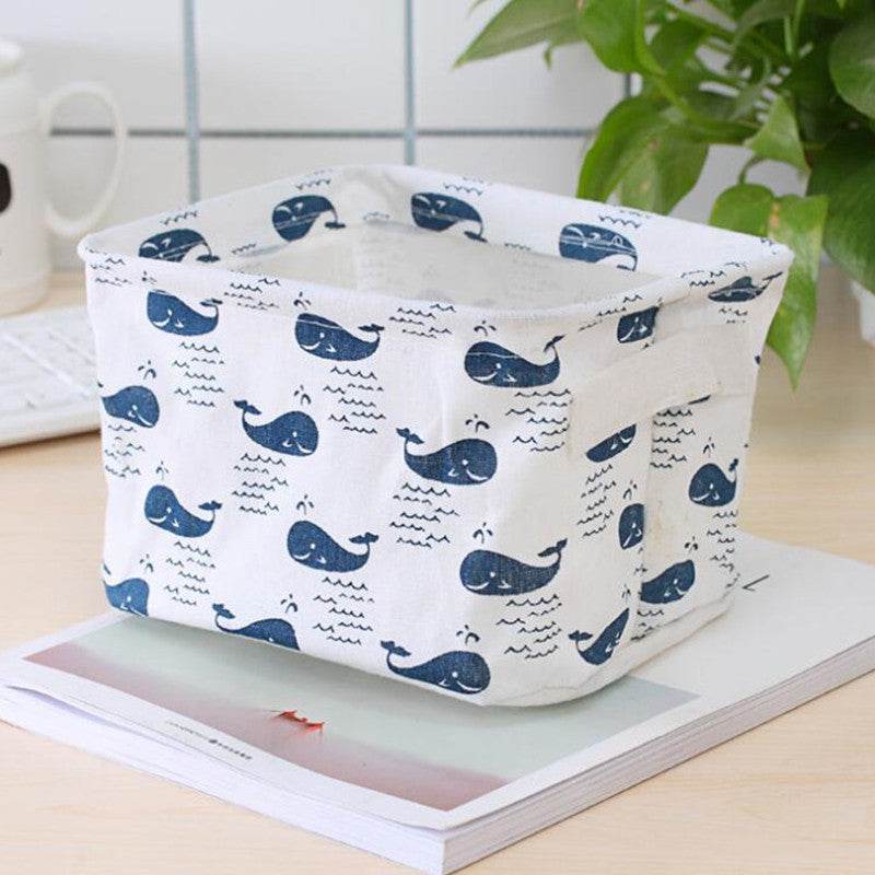 Linen Desktop Storage Box Waterproof Toy Sundries Storage Basket Cosmetic Underware Storage Organizer Office Stationery - Mubimart