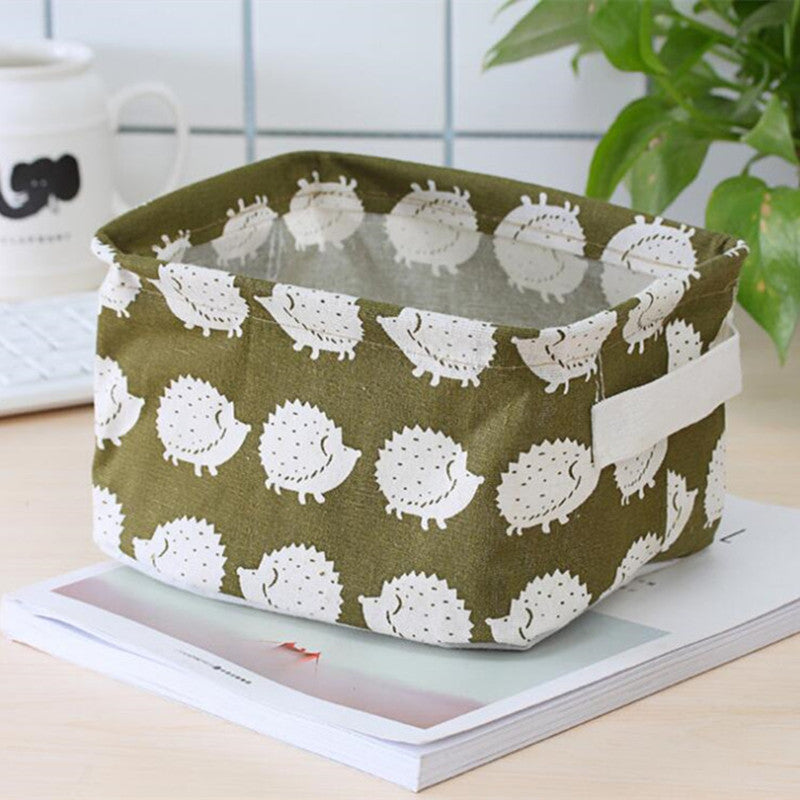 Linen Desktop Storage Box Waterproof Toy Sundries Storage Basket Cosmetic Underware Storage Organizer Office Stationery - Mubimart -  