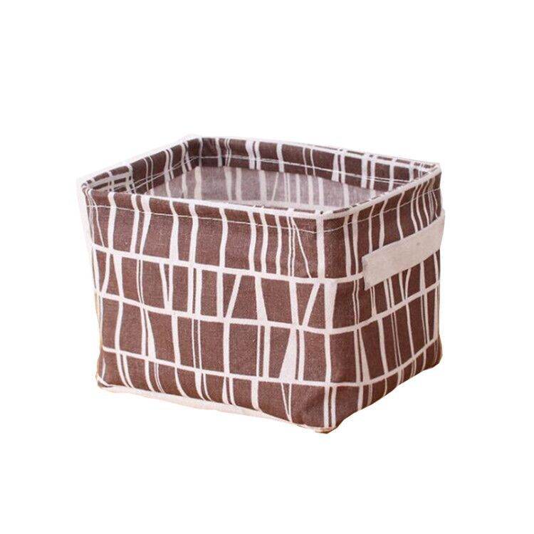Linen Desktop Storage Box Waterproof Toy Sundries Storage Basket Cosmetic Underware Storage Organizer Office Stationery - Mubimart