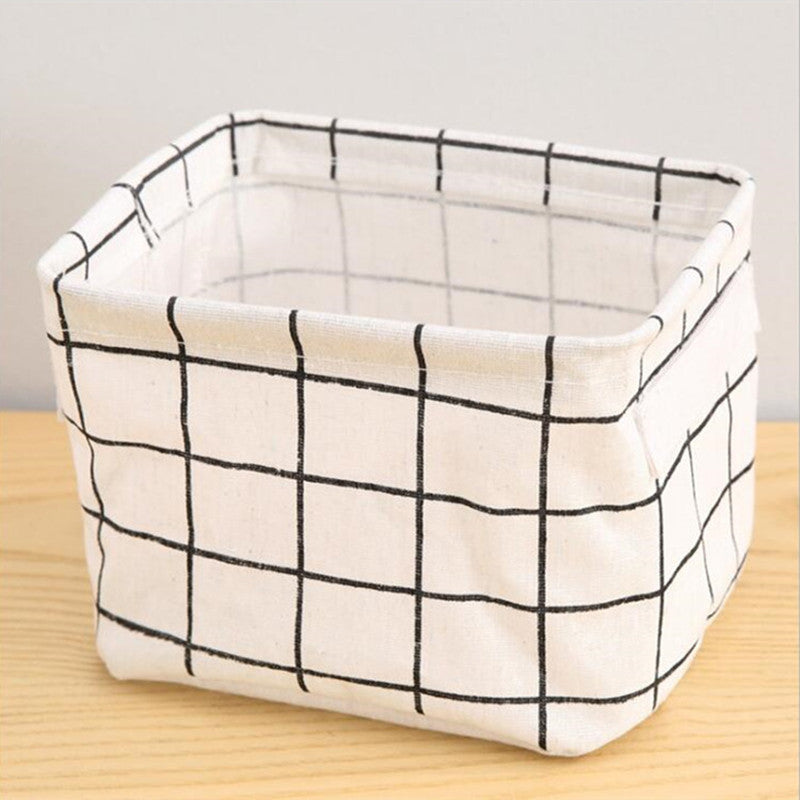 Linen Desktop Storage Box Waterproof Toy Sundries Storage Basket Cosmetic Underware Storage Organizer Office Stationery - Mubimart -  