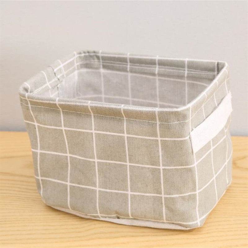 Linen Desktop Storage Box Waterproof Toy Sundries Storage Basket Cosmetic Underware Storage Organizer Office Stationery - Mubimart