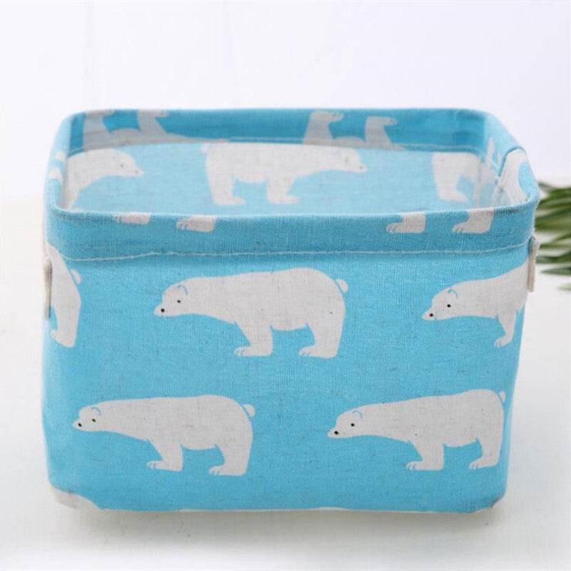 Linen Desktop Storage Box Waterproof Toy Sundries Storage Basket Cosmetic Underware Storage Organizer Office Stationery - Mubimart