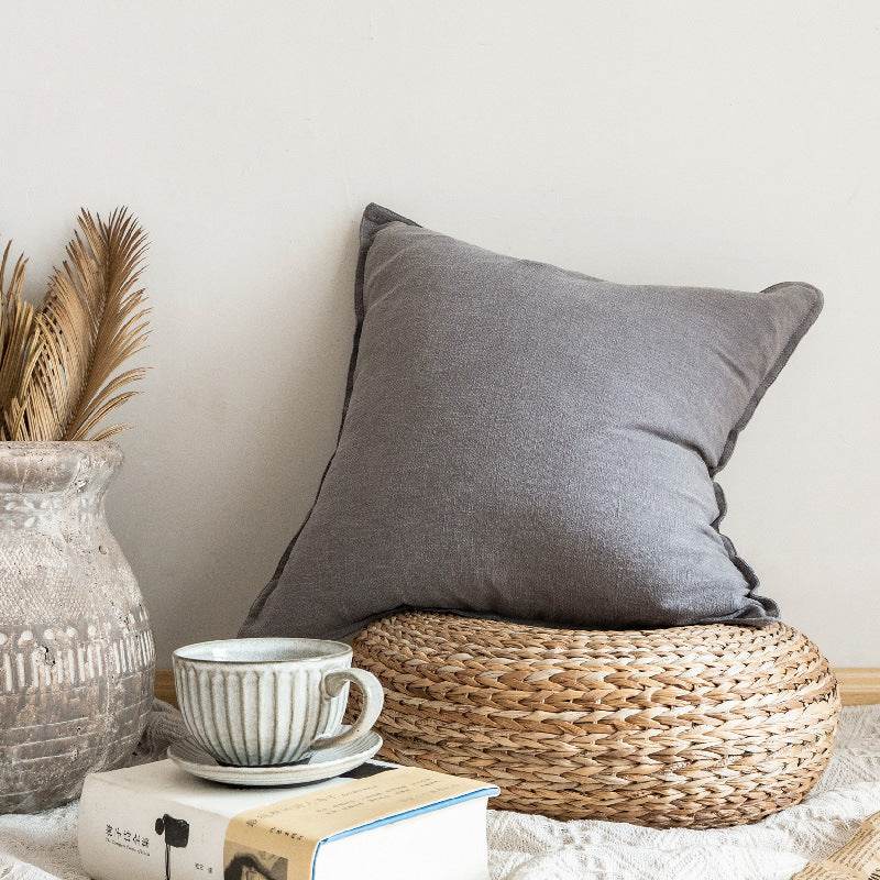 Linen Square Cushion Pillow Back - Mubimart