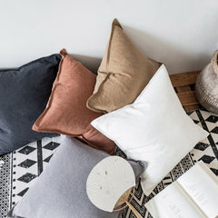 Linen Square Cushion Pillow Back - Mubimart -  