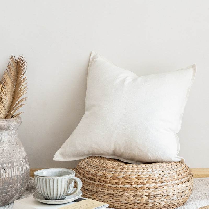 Linen Square Cushion Pillow Back - Mubimart