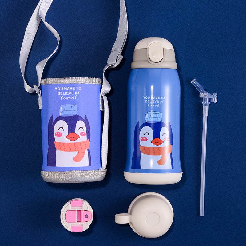 Little Cute Rabbit Thermal Insulation Children Pot With Straw Cup - Mubimart
