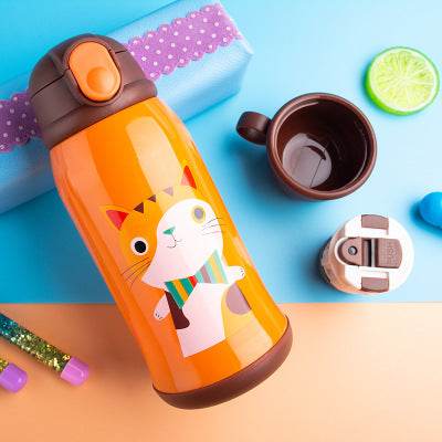 Little Cute Rabbit Thermal Insulation Children Pot With Straw Cup - Mubimart