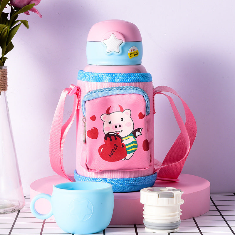 Little Cute Rabbit Thermal Insulation Children Pot With Straw Cup - Mubimart -  