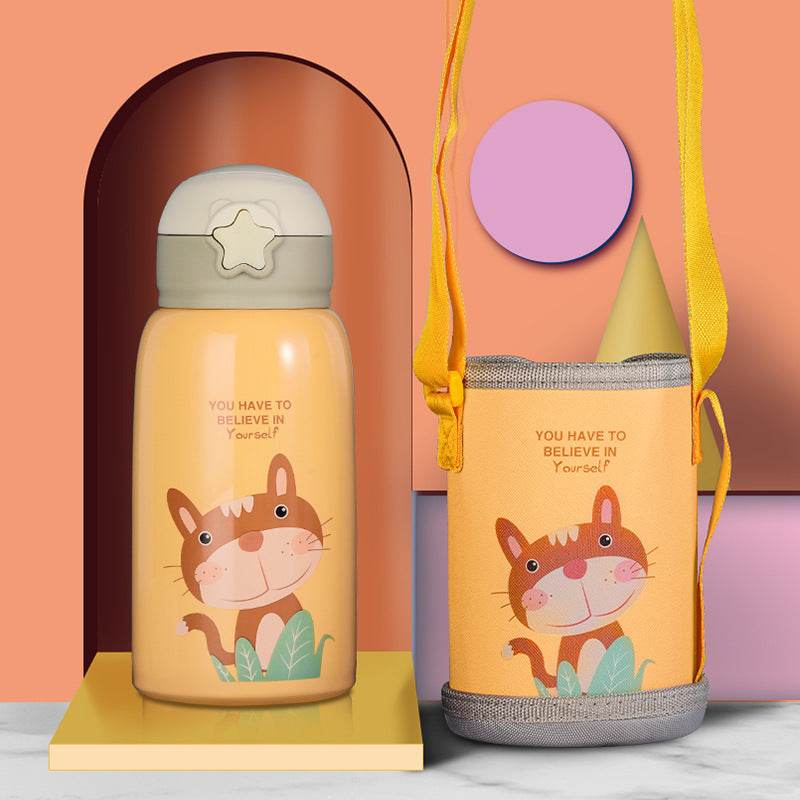 Little Cute Rabbit Thermal Insulation Children Pot With Straw Cup - Mubimart