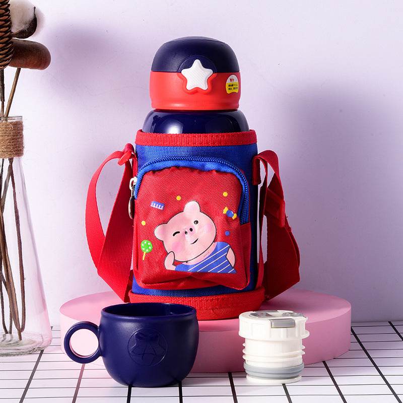 Little Cute Rabbit Thermal Insulation Children Pot With Straw Cup - Mubimart