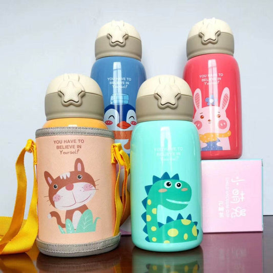 Little Cute Rabbit Thermal Insulation Children Pot With Straw Cup - Mubimart