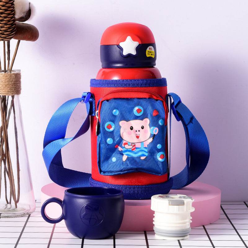 Little Cute Rabbit Thermal Insulation Children Pot With Straw Cup - Mubimart