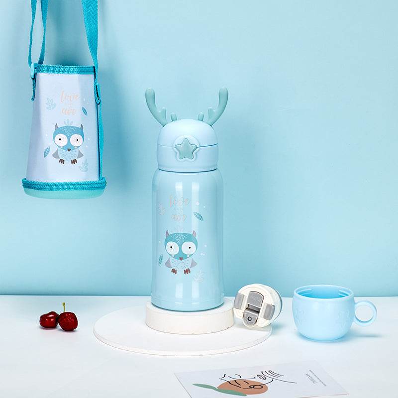 Little Cute Rabbit Thermal Insulation Children Pot With Straw Cup - Mubimart