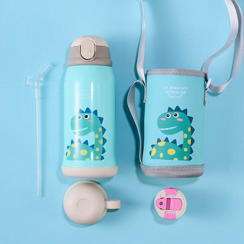 Little Cute Rabbit Thermal Insulation Children Pot With Straw Cup - Mubimart