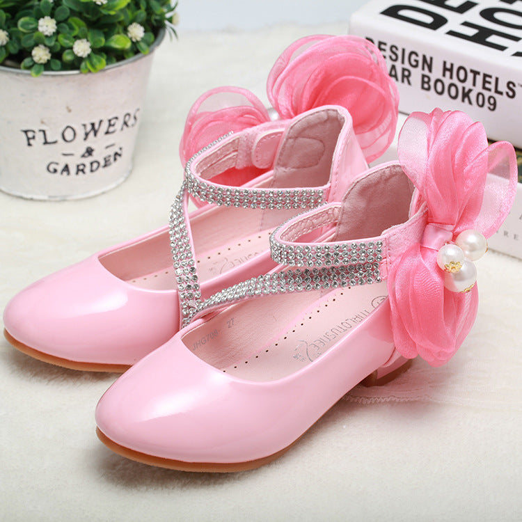 Little High-heeled Big Kids Princess Shoes - Mubimart - Girls Shoes 