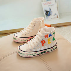 Little White Shoes Boys High-top Sneakers Graffiti Casual Shoes - Mubimart -  