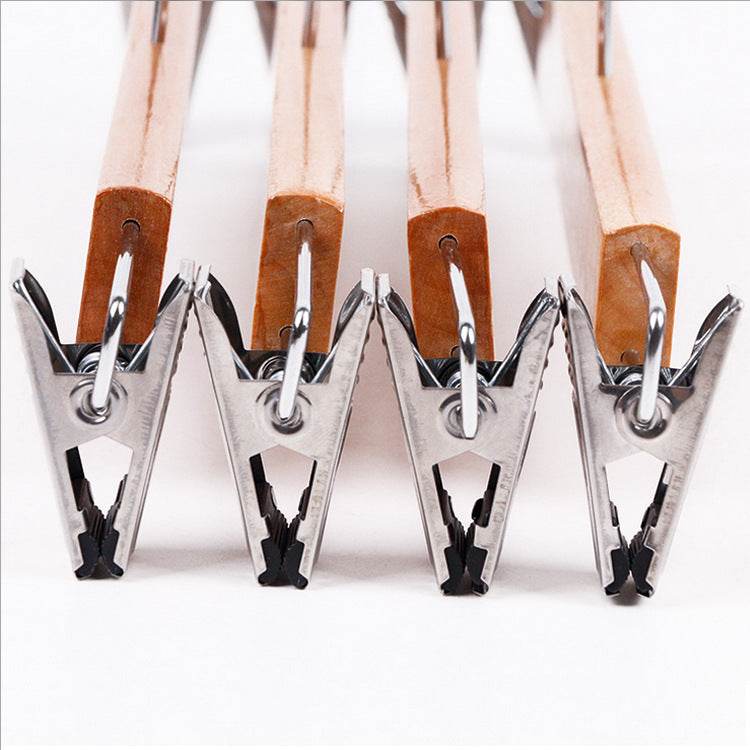 Log Color Trousers Rack Solid Wood Trousers Rack Trousers Clip Skirt Clip Wood Trousers Clip Clip Hanger - Mubimart