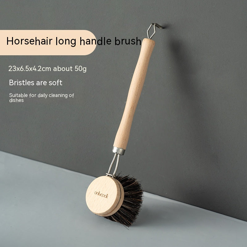 Long Handle Kitchen Can Be Brush Replacement Head Horse Hair Dish Brush - Mubimart -  