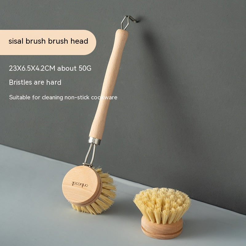 Long Handle Kitchen Can Be Brush Replacement Head Horse Hair Dish Brush - Mubimart -  