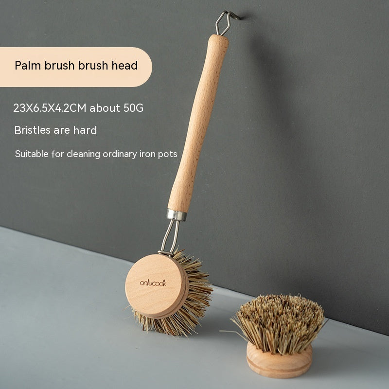 Long Handle Kitchen Can Be Brush Replacement Head Horse Hair Dish Brush - Mubimart -  