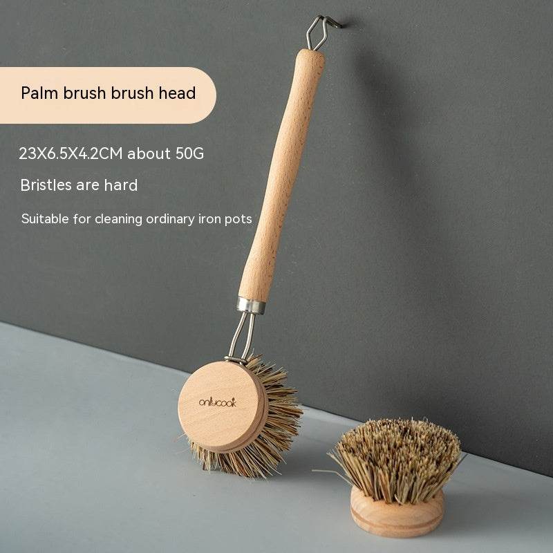 Long Handle Kitchen Can Be Brush Replacement Head Horse Hair Dish Brush - Mubimart