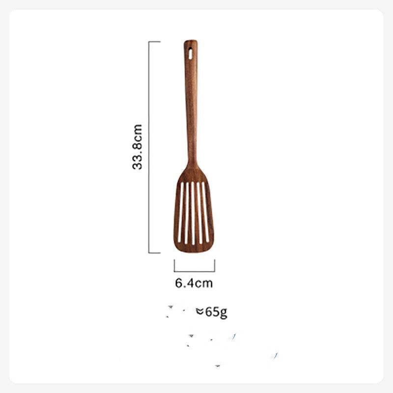 Long Handle Solid Wood Slotted Turner Lovesickness Spatula - Mubimart