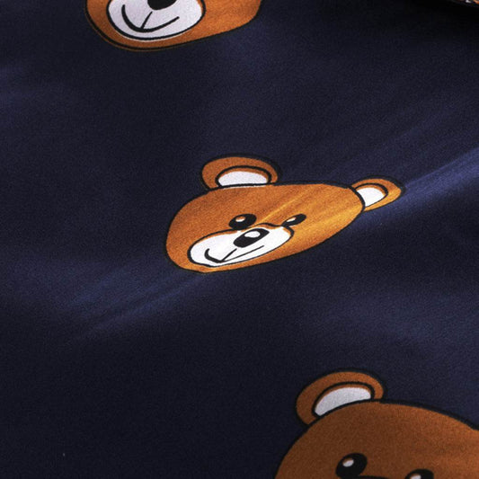 Long sleeve ice silk bear pajamas set for boys and girls - Mubimart