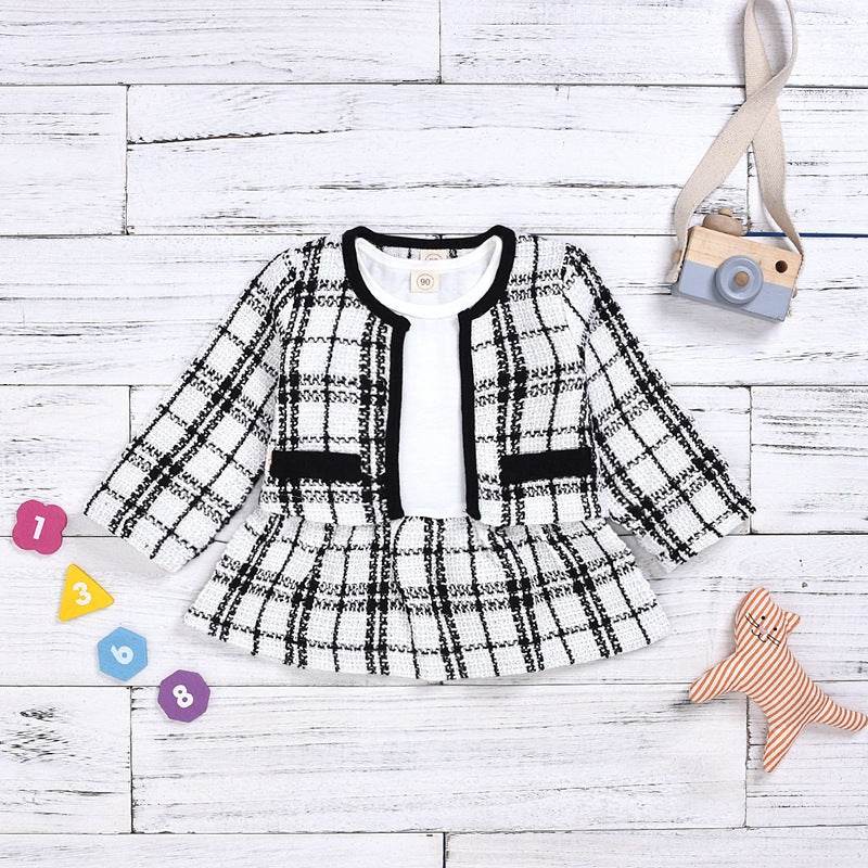 Long-sleeved Dresses Two-piece Children's Baby Small Incense Wind Suit - Mubimart