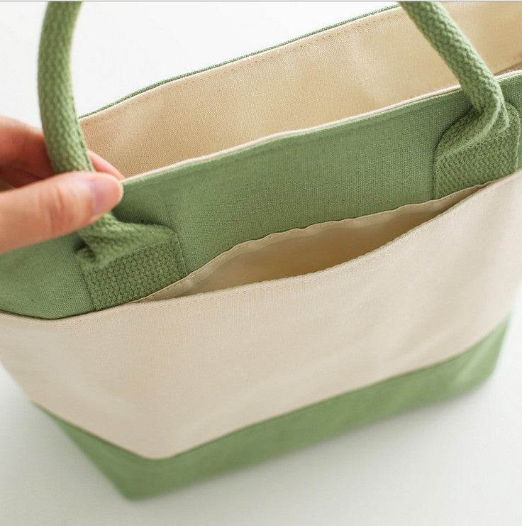 Lunch Box Bag Female Lunch Bag Thermal Insulation Handbag Canvas Thickened Korean Small Fresh Lunch Box Bag Thermal Insulation Bag - Mubimart