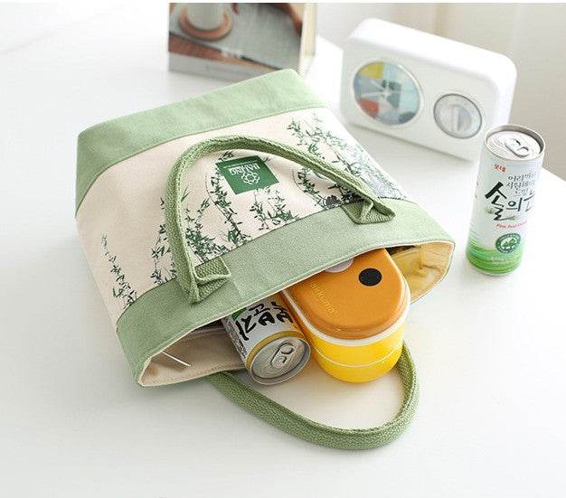 Lunch Box Bag Female Lunch Bag Thermal Insulation Handbag Canvas Thickened Korean Small Fresh Lunch Box Bag Thermal Insulation Bag - Mubimart