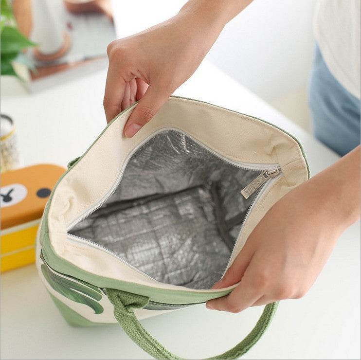 Lunch Box Bag Female Lunch Bag Thermal Insulation Handbag Canvas Thickened Korean Small Fresh Lunch Box Bag Thermal Insulation Bag - Mubimart