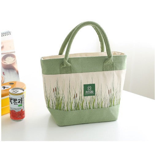 Lunch Box Bag Female Lunch Bag Thermal Insulation Handbag Canvas Thickened Korean Small Fresh Lunch Box Bag Thermal Insulation Bag - Mubimart - Lunch bag 