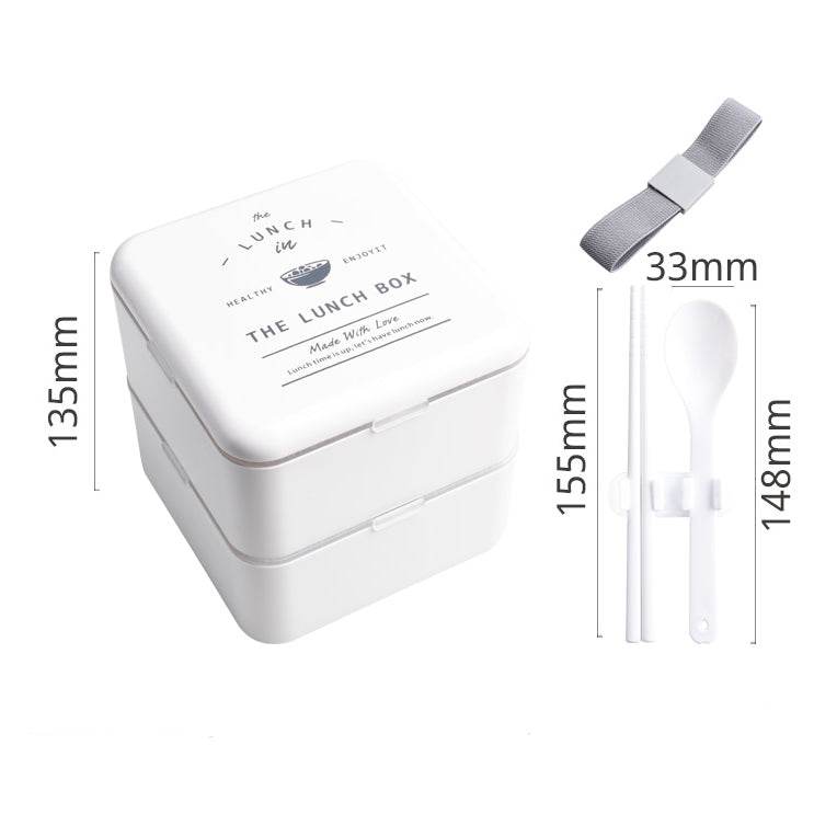 Lunch Box Square 2Layer Portable Bento Box - Mubimart