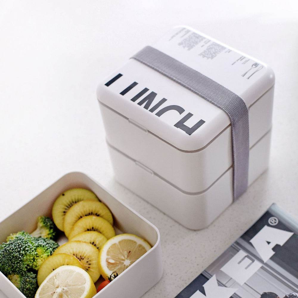 Lunch Box Square 2Layer Portable Bento Box - Mubimart
