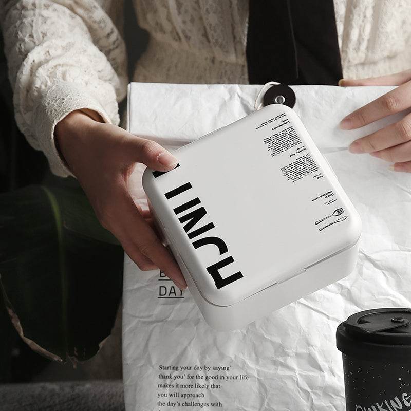 Lunch Box Square 2Layer Portable Bento Box - Mubimart