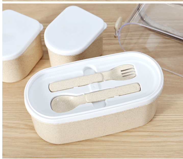 Lunch Box Wheat Straw Bento Box Microwaveable Plastic - Mubimart -  