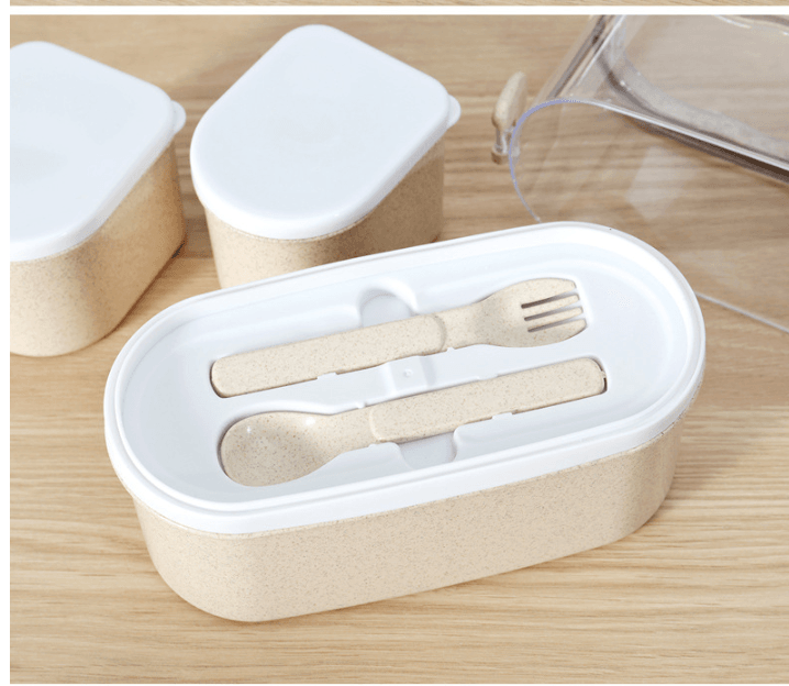Lunch Box Wheat Straw Bento Box Microwaveable Plastic - Mubimart