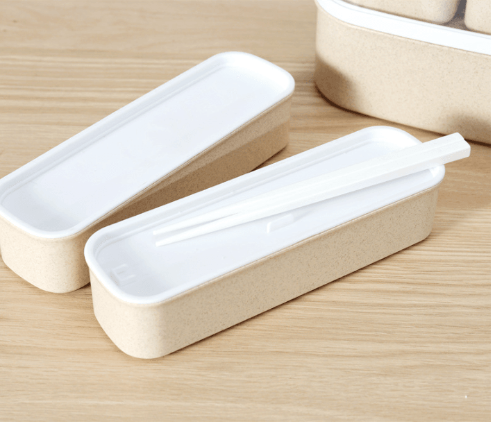 Lunch Box Wheat Straw Bento Box Microwaveable Plastic - Mubimart