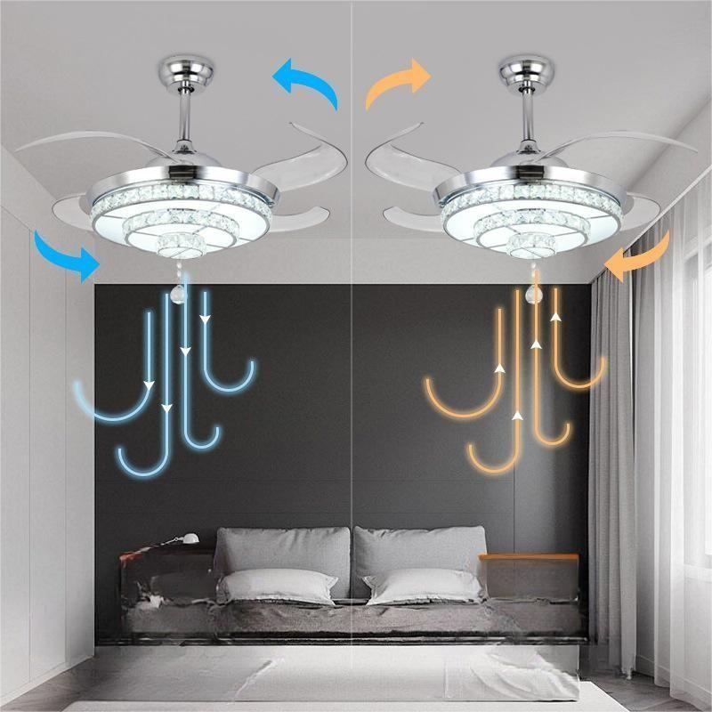 Luxury Crystal Invisible Ceiling Fan Lamp - Mubimart - Ceiling Fans 