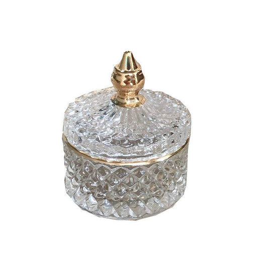 Luxury Gold Painted Glass Sugar Bowl With Lid Glass Candle Cup - Mubimart