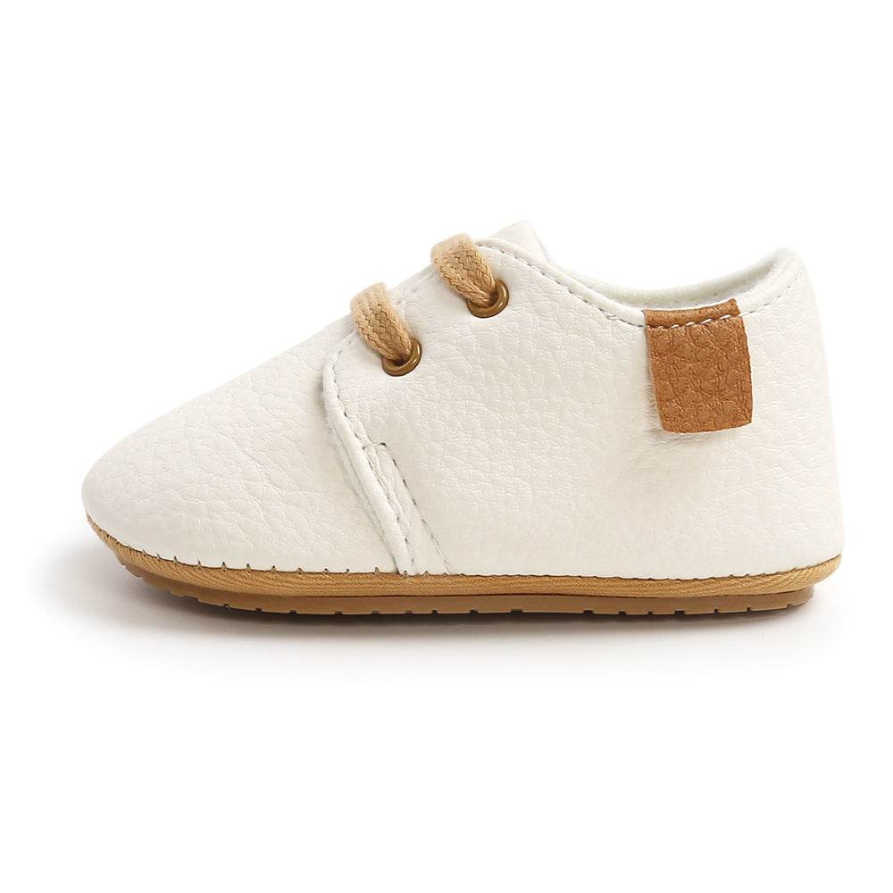 Luxury Soft Leather Baby Moccasins Shoes Newborn Rubber Sole First Walkers Boys Toddler Shoes - Mubimart