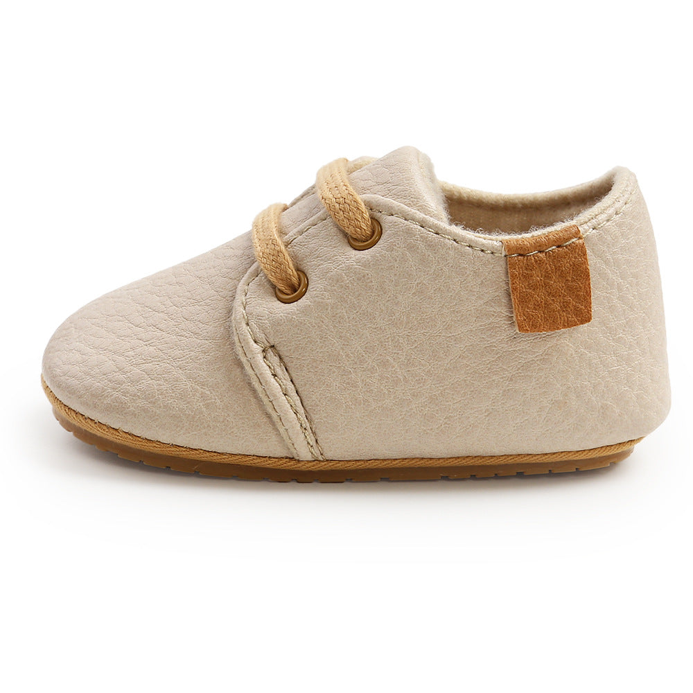 Luxury Soft Leather Baby Moccasins Shoes Newborn Rubber Sole First Walkers Boys Toddler Shoes - Mubimart -  