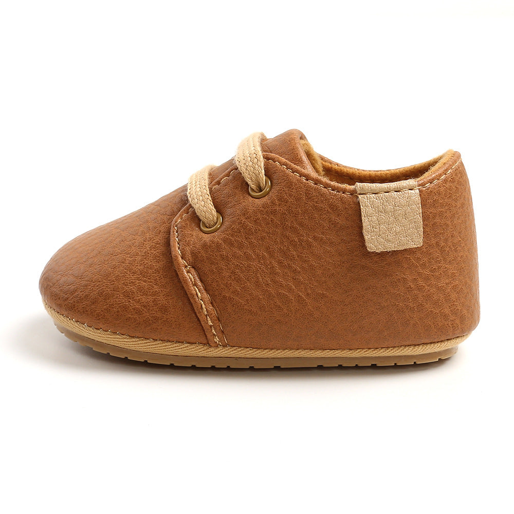 Luxury Soft Leather Baby Moccasins Shoes Newborn Rubber Sole First Walkers Boys Toddler Shoes - Mubimart -  